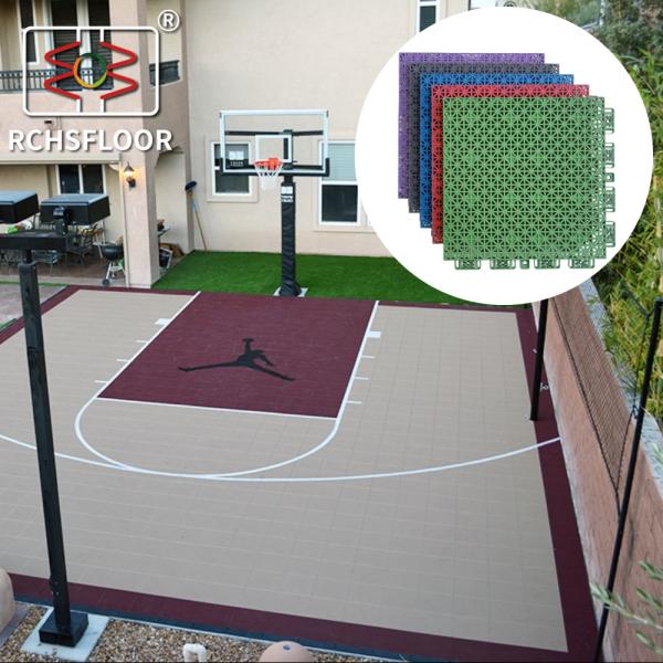Interlocking Outdoor Sports Court Tiles Waterproof Polypropylene Basketball