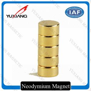 Quality Gold Plating Neodymium Cylinder Magnets , Neodymium Magnets N52 Radial Magnetized wholesale