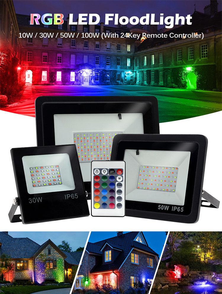 270 Degrees 100 W 50 W RGB Outdoor LED Flood Lights