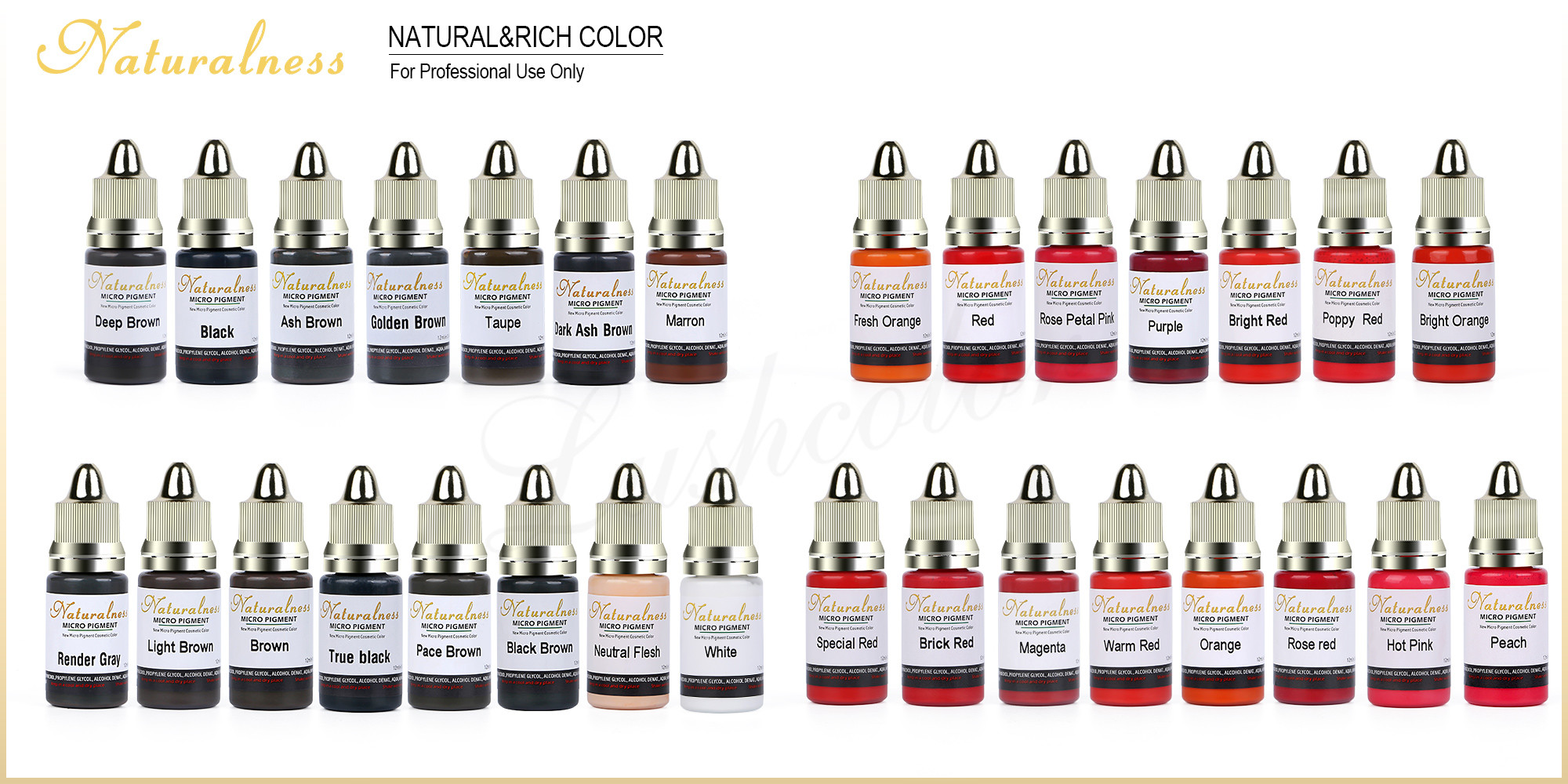 12 ML Water Based Semi Permanent Makeup Pigments for Eyebrow Eyeliner Lip Tattoo