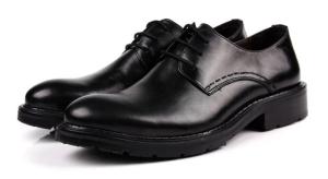 Quality Handmade Footwear Mens Black Lace Up Dress Shoes Comfortable With Thick Platforms wholesale