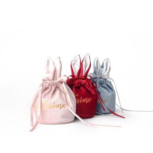 Quality Soft Touch Fabric Drawstring Gift Bags Customized Stamped Gold Logo Pouch Bag wholesale