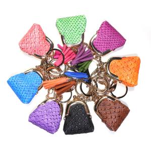 Quality ODM Snakeskin Custom Leather Keychain With Antique Brass Plating wholesale