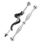 14G Stainless Steel Screw & Twist Snake Long Industrial Barbell Cartilage Ear