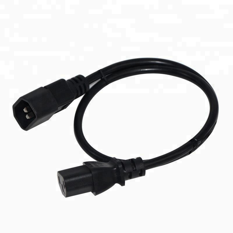 Black IEC 60320 C13 Household Extension Cord 125V 10A 3 Prong AC Power cable