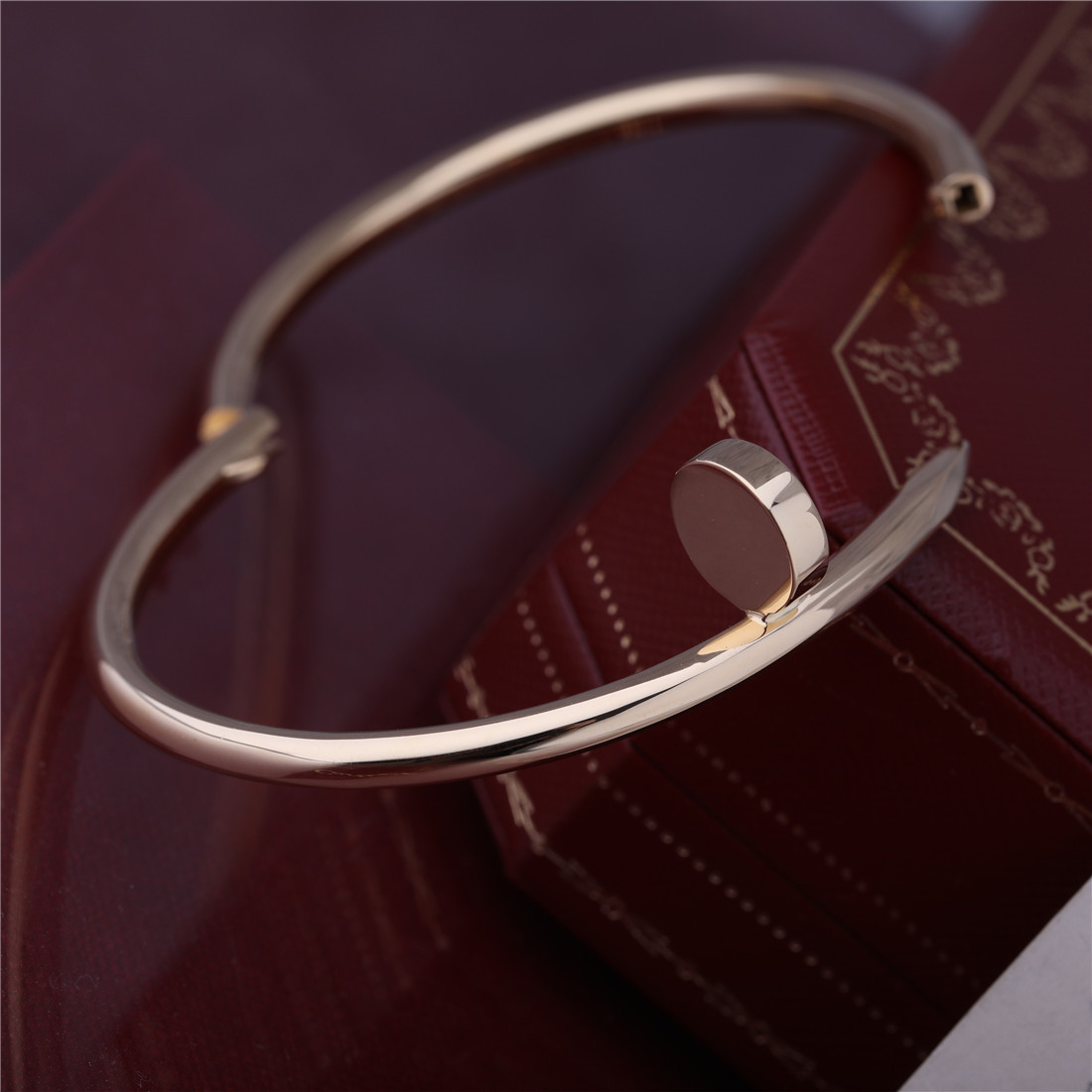 Real Gold JUSTE UN CLOU BRACELET YELLOW GOLD Thick Model Nail Bangle B6048217