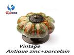 Colorful Pumpken Shape Ceramic Cupboard Door Knobs Porcelain Antique Bronze