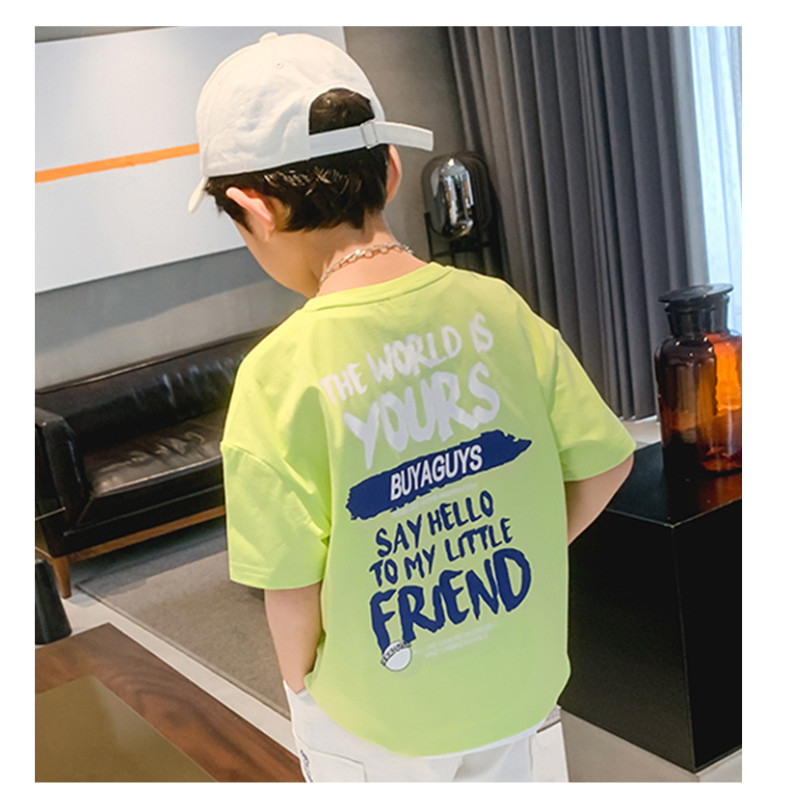 Pure Cotton T Shirt Childrens Summer Clothes Breathable Cool Boys Short Sleeved Top