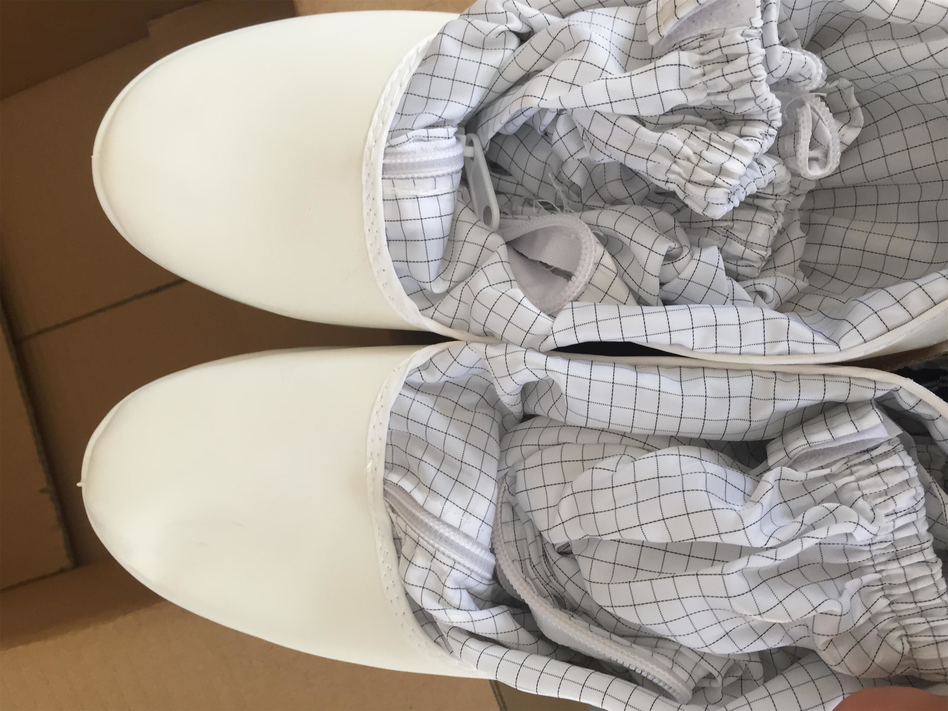 Cleanroom Anti Static Shoes For Long Sleeve ESD Boots White Leather Upper