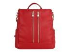 Lightweight Red Womens Backpack Bags Soft Pu Leather With Zipper Pocket