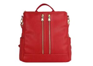 Quality Lightweight Red Womens Backpack Bags Soft Pu Leather With Zipper Pocket wholesale