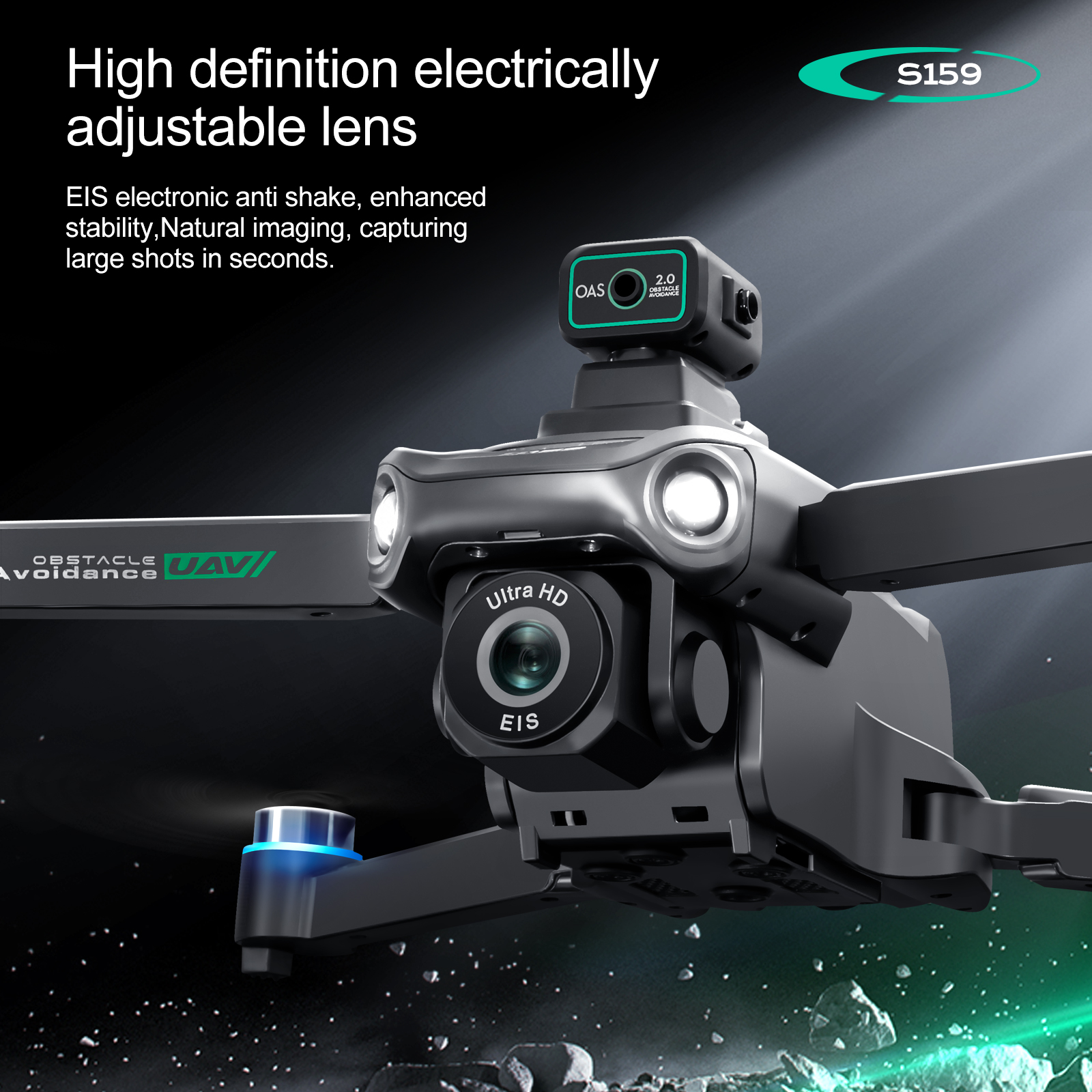Plastic S159 5g Wifi Fpv Gps Quadcopter Drone 4khd Dual Cameras 25 Minute Endurance Obstacle Avoidance Led Large Screen Remote Rc Drone