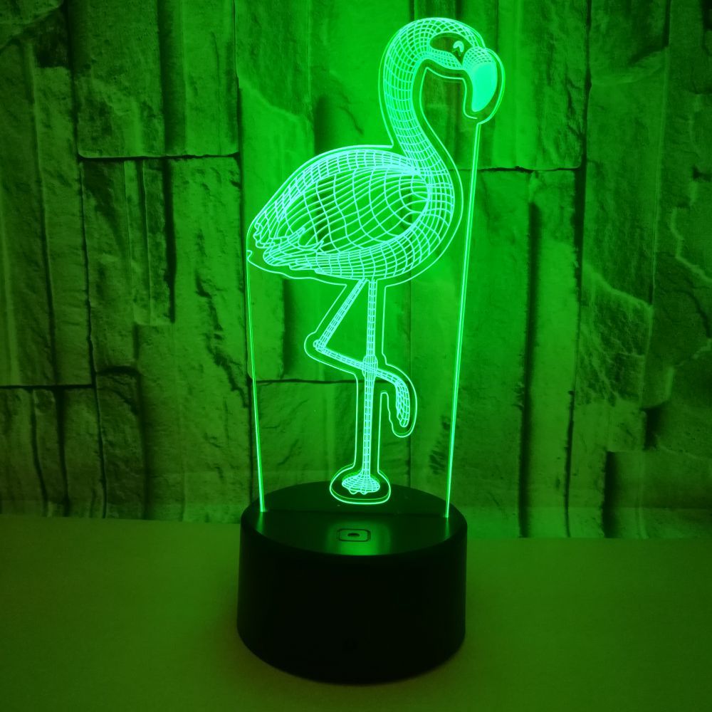 African animals custom OEM words Flamingo Colorful Visual night Light USB 3D LED  Light Illusion Stereo Light