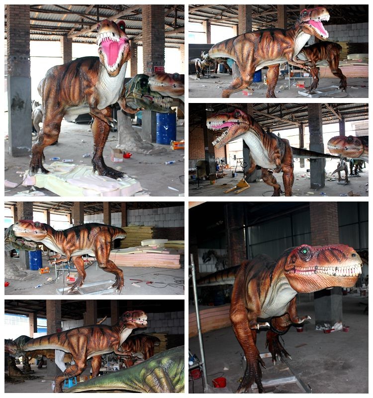Amusement Park Fiberglass Dinosaur Mother And Daughter Normal Steel Frame Structure