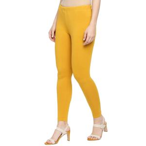 Quality High Quality Women Yellow Solid Cotton Ankle Length Gym Yoga Leggings Sport with OEM Logo wholesale