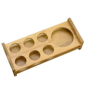 Quality 7 Holes Paddle Shot Bamboo Wine Glass Holder Beer Cup Serving Tray With Handle wholesale