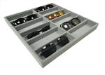 Soft Velvet Gray 12 Grids Of Eyeglasses And Sunglasses Display Tray Case