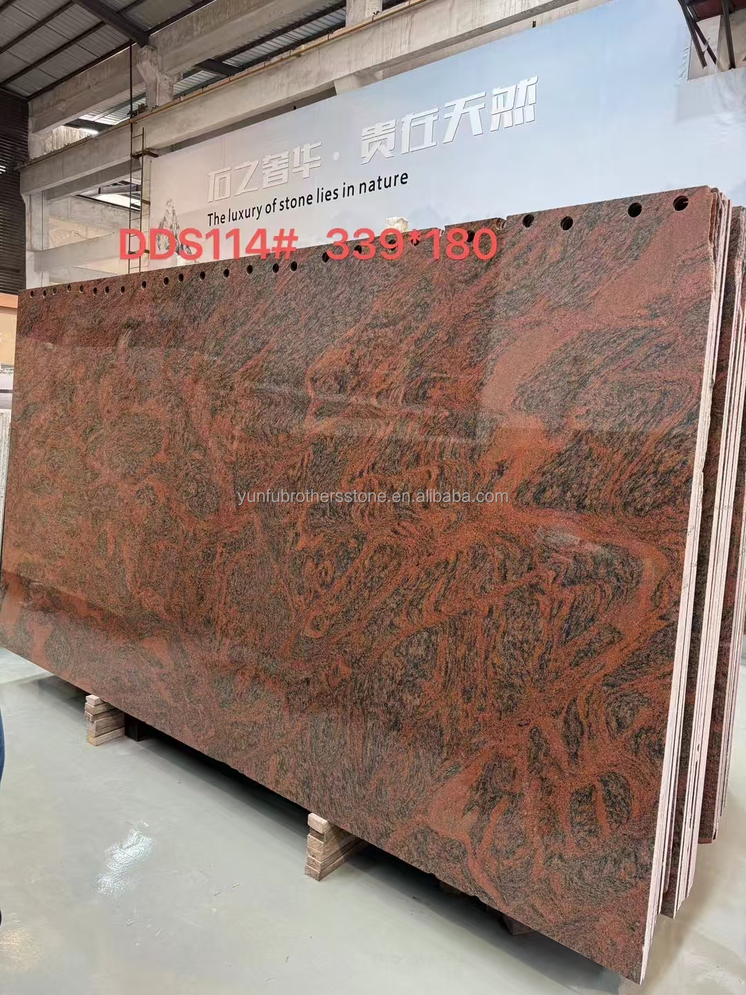 Modern Iron Baltic Red Granite Kitchen Countertop and Staircase Design in Multi Color Red