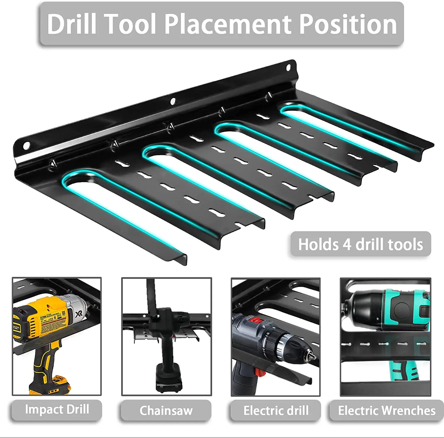 2 Layers Power Tool Storage Rack for Earphone Wire and Wall Mount Tool Organizer