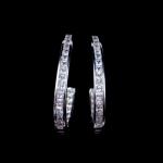 Luxurious Extravagant big hoop earrings With Zircon Stone / Silver Wedding