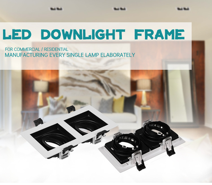 Dual-head GU10 MR16 Commercial Adjustable Recessed Spotlight Downlight Frame