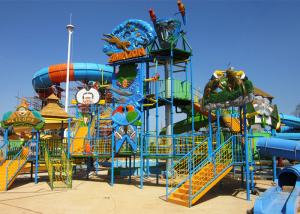 Quality Giant Water Aqua Playground Equipment , Steel Structure Custom Water Slides wholesale