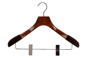 Quality Betterall Solid Wood Velvet Shoulder Wooden Coat Hanger with Clip wholesale
