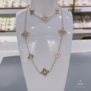 Quality white fritillary rhombus flower necklace 18k Gold Plated Stainless Steel Jewelry wholesale