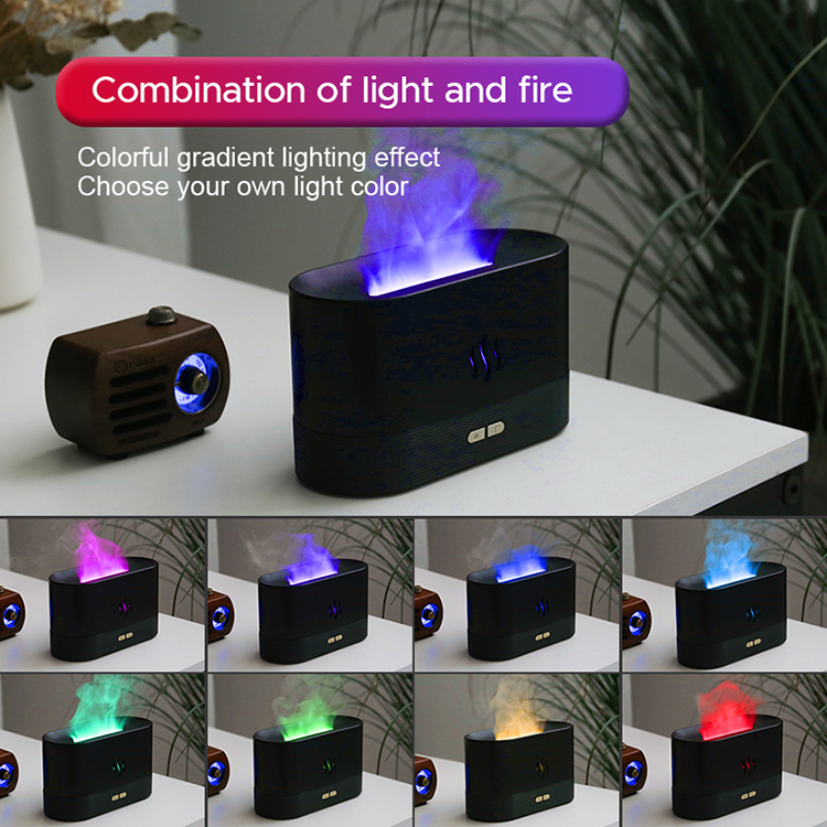 RGB light Color Change USB Flame Humidifier Led Essential Oil Fire Flame Smart Aroma Diffuser For Bedroom Home Office
