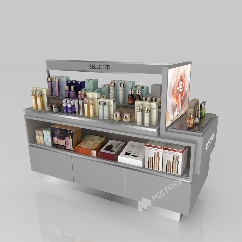 GDR06-CMM01 Beauty Display Stand with Compartmentalized Display Space and Luxurious Style for Mall Promotion Area