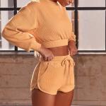 250gsm Breathable Ribbed Womens Loungewear Set 2 Piece Loungewear Sets