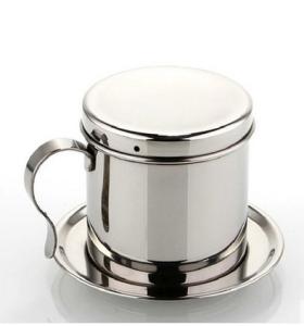 Quality double wall stainless steel coffee/tea set cups with saucer,spoons, zepter wholesale