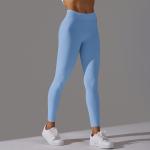 V waist ruffles pure color peach buttocks yoga pants exercise running fitness