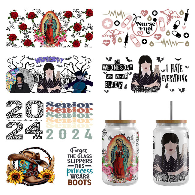Decal UV DTF Transfer Film Sticker For 40oz 16oz 20oz Glass Cup