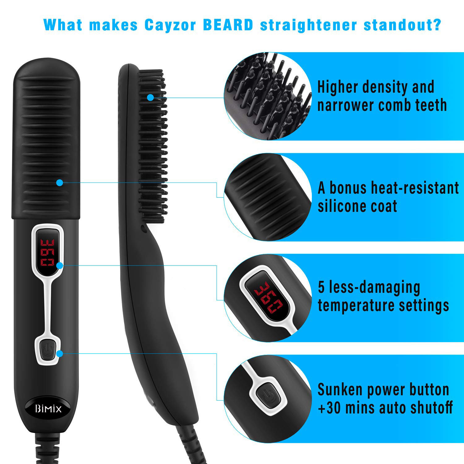 19W Hair And Beard Straightening Brush