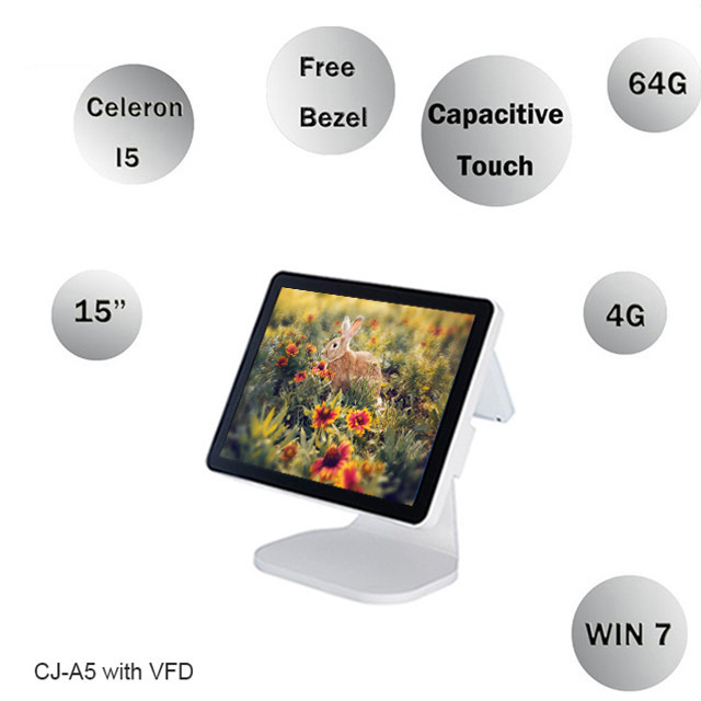 2 * 20 VFD Android Based Pos , White Color Small HD Business Pos System