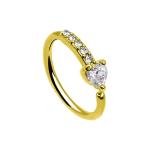 Heart Zircon Stones Nose Piercing Jewellery Gold Septum Clicker Hypoallergenic