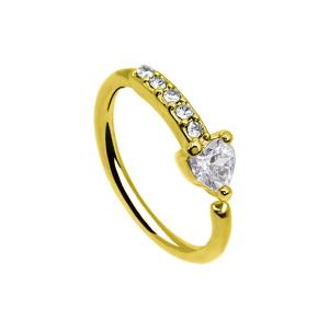 Quality Heart Zircon Stones Nose Piercing Jewellery Gold Septum Clicker Hypoallergenic wholesale