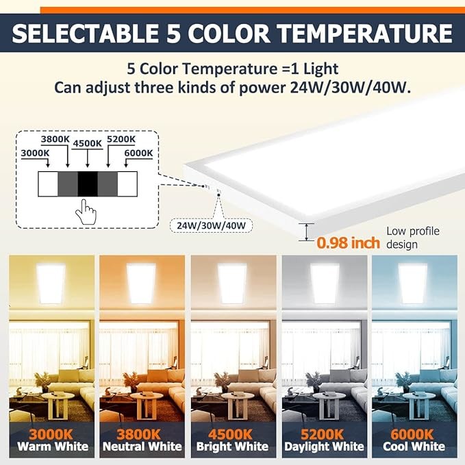 2ft X 4ft LED Panel Light 3500K 4000K 5000K 6500K No Flicker