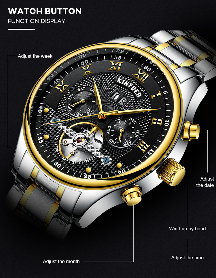 Brand KINYUED watch Complete automatic calendar automatic mechanical watch for men