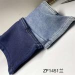 Micro Velvet Jersey Denim Blend Fabric 20 Oz Denim Fabric Knitted