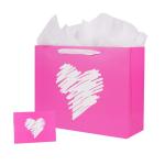 Custom Order Luxury Pink Heart Gift Jewelry Shopping Paper Bag for Valentine's