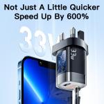 GaN EU US UK Port Digital Display Travel Power Phone Charger Fast Charging 33W