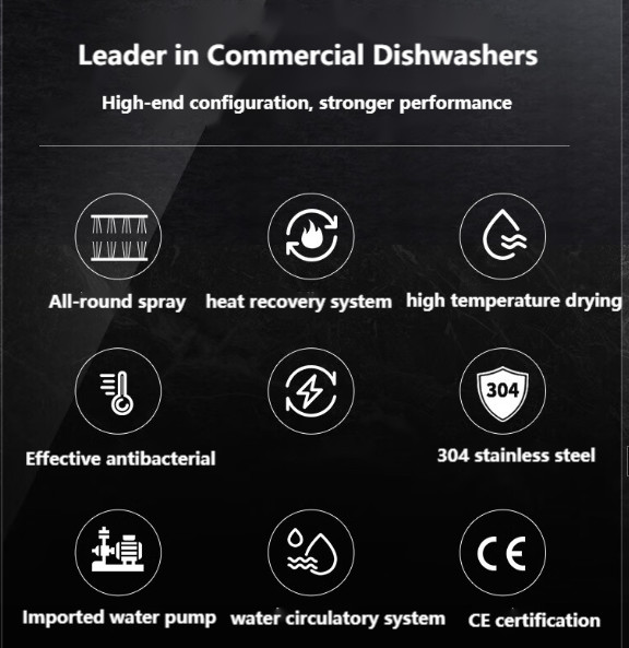 Industrial Silver Freestanding Dishwasher Large Domestic Dishwashing Machine
