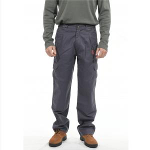 Quality Cotton FR Twill Cargo Flame Resistant Pants Gray 6 Pockets 7.5oz Fire Rated Work Pants wholesale