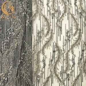 Quality Beaded Embroidery Handmade Lace Fabric Special Pattern For Wedding Dress wholesale
