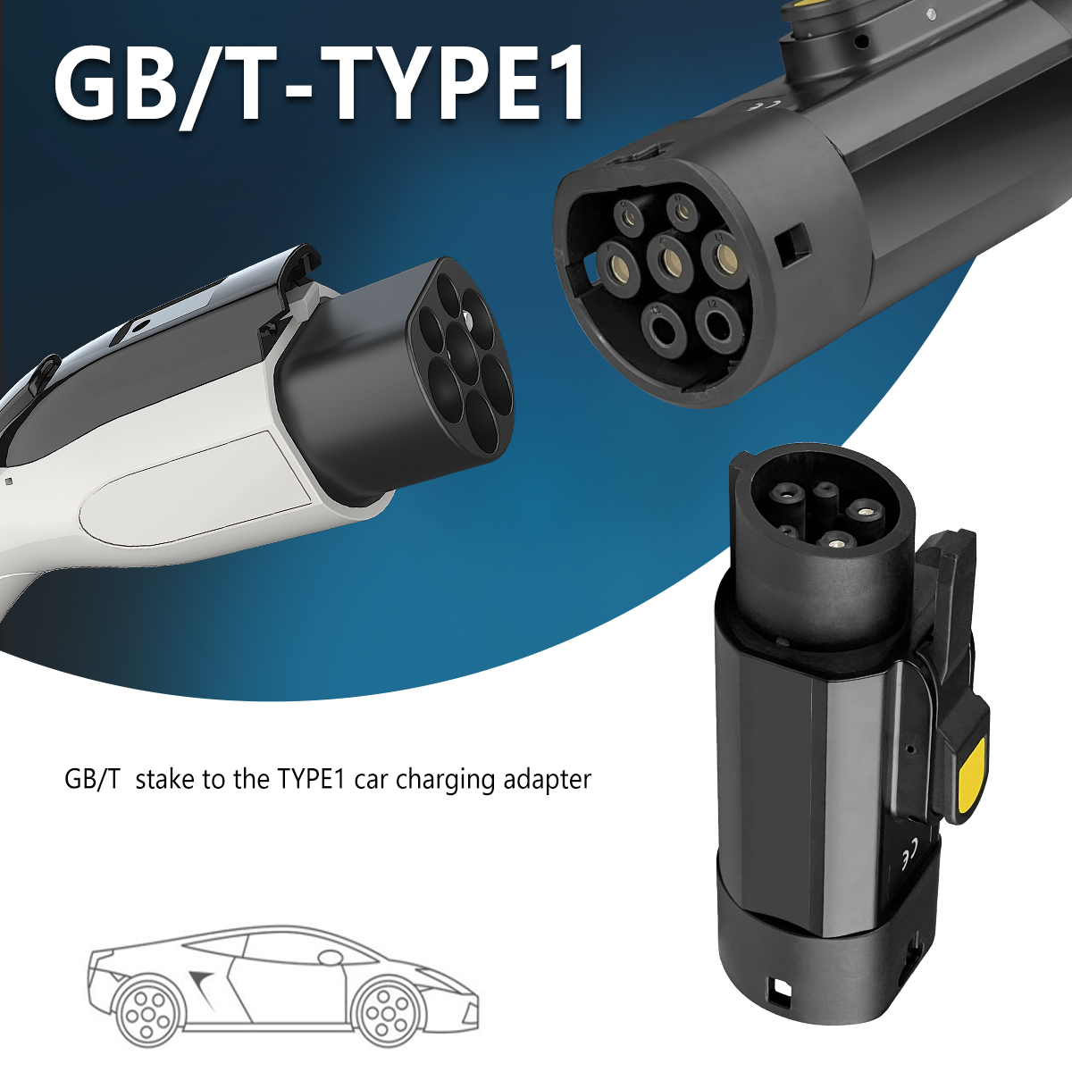 PC Copper Material and Suitable for 220V Input Voltage GBT to Type1/J1772 Converter EV Car Charge Adapter 220V 32A 7KW