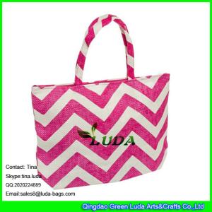 Quality LUDA 2016 fasion women's straw chevron striped shopper beach tote Bag wholesale