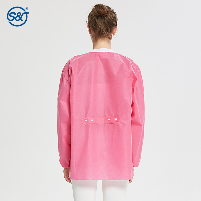 Disposable non woven SMS pink wear dental disposable lab Jackets