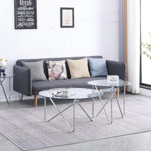 Quality Iso9001 Tempered Glass Top Coffee Table Stainless Steel Frame 91.5*91.5*45cm wholesale